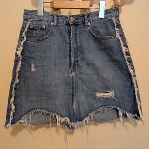 Zara Distressed Denim Skirt
